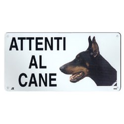 TARGA ATTENTI AL CANE MEDIA DOBERMANN